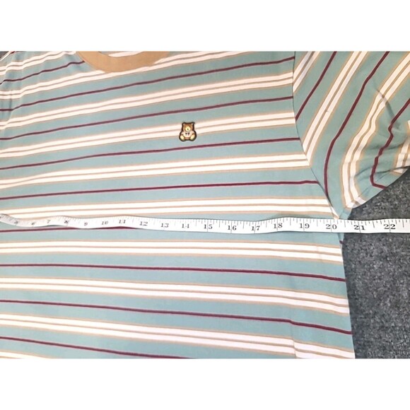 Teddy Fresh Men Shirt Medium Green Stripe Logo Bear Embroidered Short Sleeve Tee - Picture 5 of 7